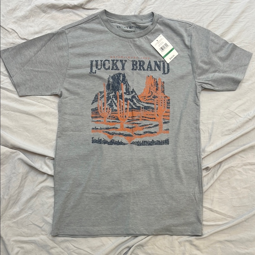 Lucky Brand Gray and Orange Kids Tee
